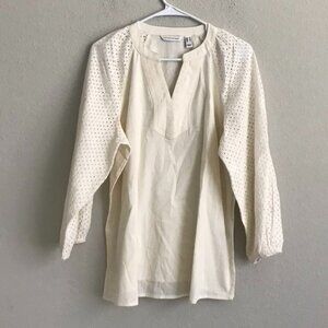 Denim & Co. Canyon Retreat Regular Eyelet Sleeve Tunic - Natural (Sz) a590751